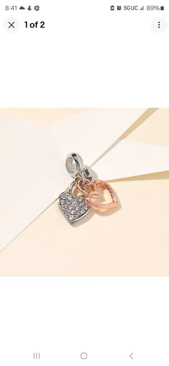 x1 Alloy Heart Silver Gray Golden Love Charm DIY Jewelry New