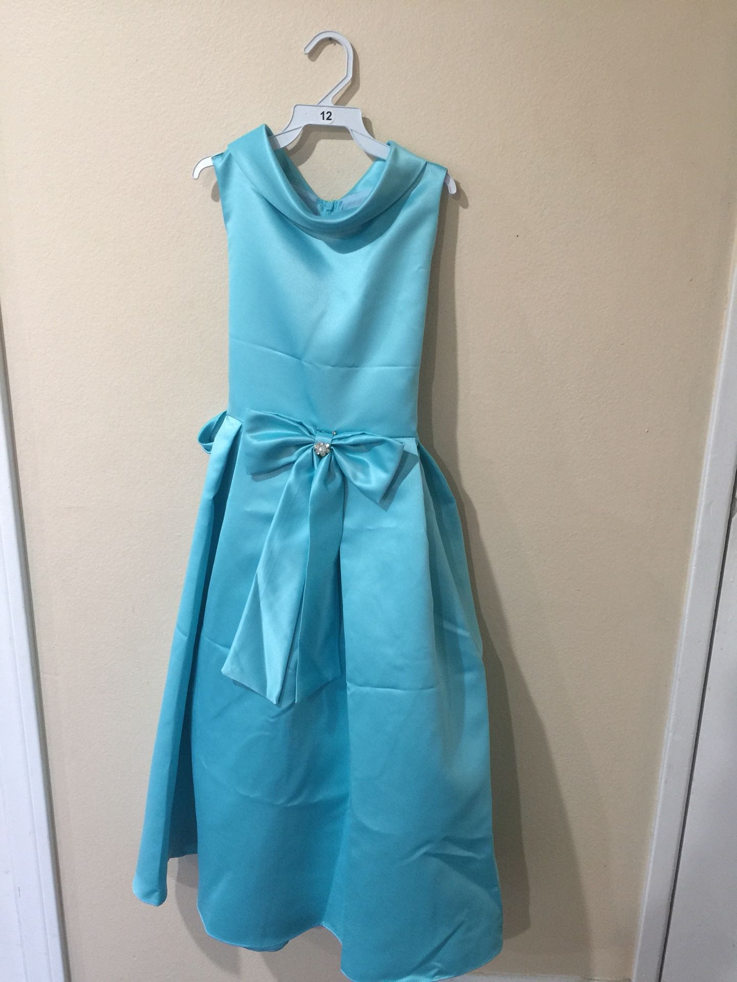 New Aqua Blue Flower Girls Party Dress Size 12