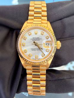 Rolex President Datejust 26 26mm 18k Yellow Gold custom Diamond MOP Dial Fluted Bezel Ladies Watch 69178 full set
