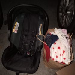 Baby Infant Car Seat Plus Baby Clothes Onesie  Shirts Pants