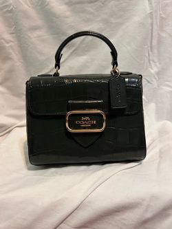 COACH Green Crocodile Embossed Shoulder Bag 8a