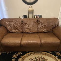 Used Brown Leather Sofa FREE
