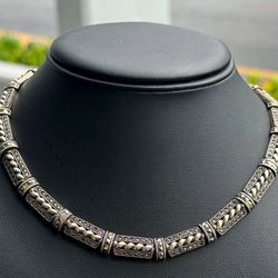 Vintage Jewelry .925 sterling silver choker gothic twisted link cable chain necklace 16.00” 8.70mm
