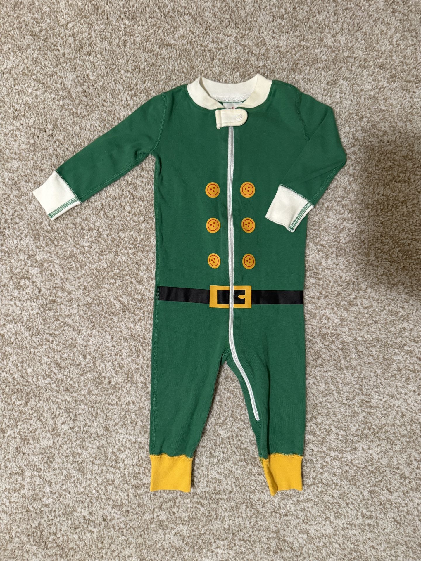 Hanna Andersson Baby / Toddler Size 18 Months Elf Green Xmas Holiday Long Sleeve One Piece Pajama