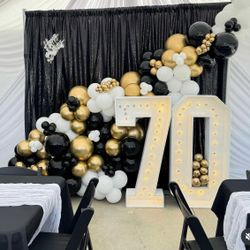 White Wood Numbers 70 Lights Marquees