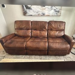 FlexSteel Reclining Leather Sofa