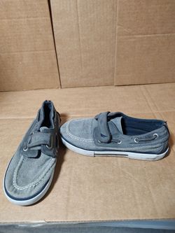 Nautica gray canvas kids boat shoes size 12