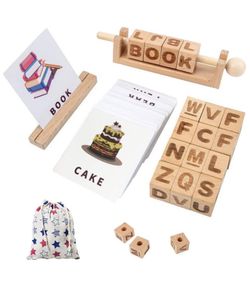 🏃🏻🏃🏻🏃🏻 Learning Toys alphabet puzzles Matching Letter Game Preschool Language Educational Toy Spin and Read wooden letter Puzzle blocks Sight Wo