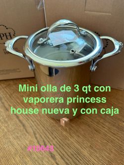Mini olla de 3 qt con vaporera acero inoxidable 👉 princess house todo nuevo y con caja 📦