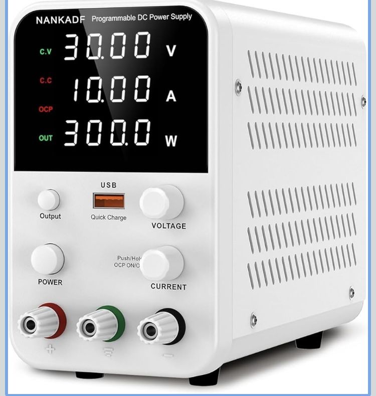 DC Power Supply Variable, Bench Power Supply with Encoder Adjustment Knob, Output Enable/Disable Button, Adjustable Power Supply with USB Quick-Charge