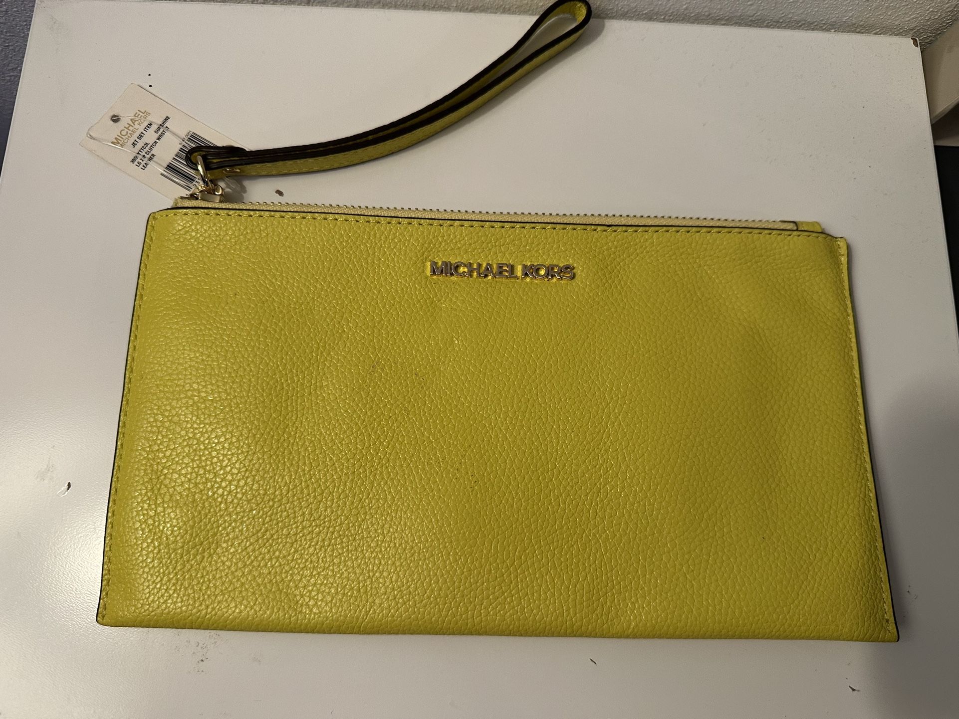 New Michael Kors Travel Clutch/wristlet- yellow