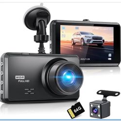 Miden S7 4K Dash Cam Front and Rear,64G SD Card,2160P+1080P FHD Dual Dash Camera for Cars,176°+160° Wide Angle,3.2'' IPS Screen Dashcam,Loop Recording