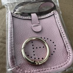 Mini Pink Herme Evelyn Key Chain/ Change Purse