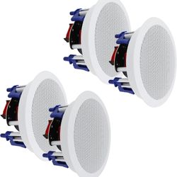 Herdio Ceiling Speakers 2-Way 5.25" 600 Watts Passive Wired Flush Mount in Wall Speakers for Home Theater Living Room Office Covered Porches(2Pairs, P