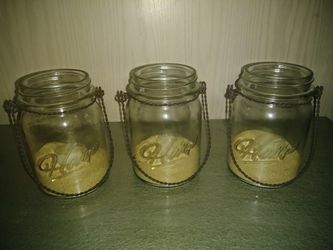 Brand new set of three rustic-style mason jars