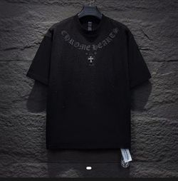 Black Chrome Hearts Rhinestone Tee