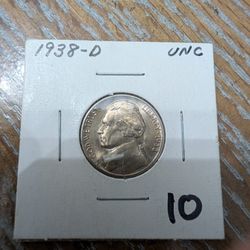 1938d Bu Jefferson Nickel Coin