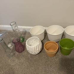 Flower Pots And Glass Vases Bundle