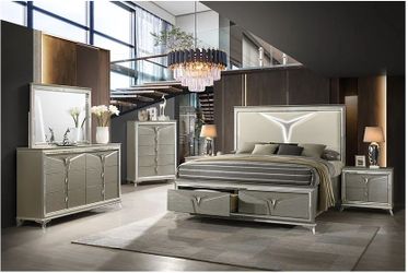 Queen/King HB Height: 66"  Dresser: 64" x 18.25" x 39.75" Mirror: 48.82" x 2" x 37.24"  Chest: 38" x 18.25" x 52.75"  Nightstand: 30.71" x 17.91" x 28