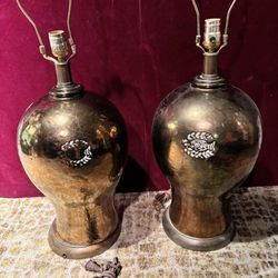 X2 Anglo Indian Moorish Frederick Cooper Brass Table Lamp