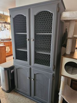 Beautifully Refinished Solid Oak Farmhouse Hutch