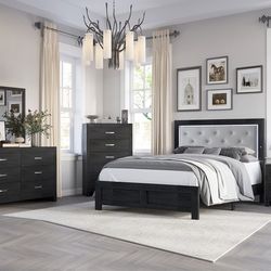 4PC Black Queen Bedroom Set w/ LED Lights 🚚FREE Delivery In Fresno🚚