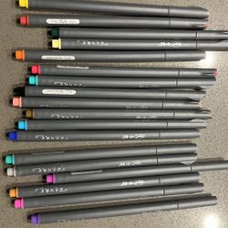 Set Of 26 Fine tip Colorful Pens And Black .3 .4 .6 1.0 Chisel Brush Bullet Pens School Supplies