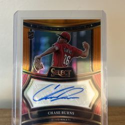 2025 Select Chase Burns Signatures ORANGE Auto RC Rookie /75 #SIG-CB