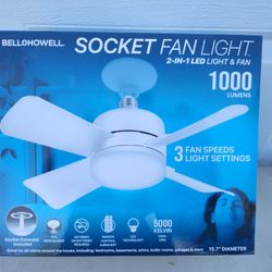 Bell+Howell Socket Fan Light 2-in-1 LED Light & Fan -BRAND NEW 