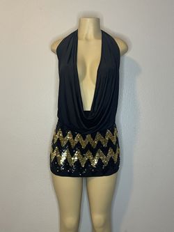 Sequins Skirt And Black Cowl Neck Top