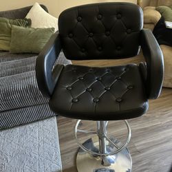 Black Faux Leather Wide Seat Swivel Bar Stools (set Of 4)