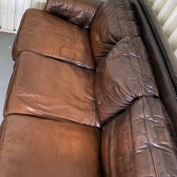 Brown  Leather Sofa + Loveseat – Set
