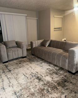 Luxury Grey Sofa & Chair Set