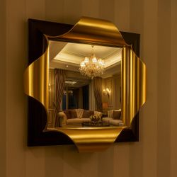 Luxury Gold Sculptural Wall Mirror – Modern Ginkgo Leaf Statement Mirror