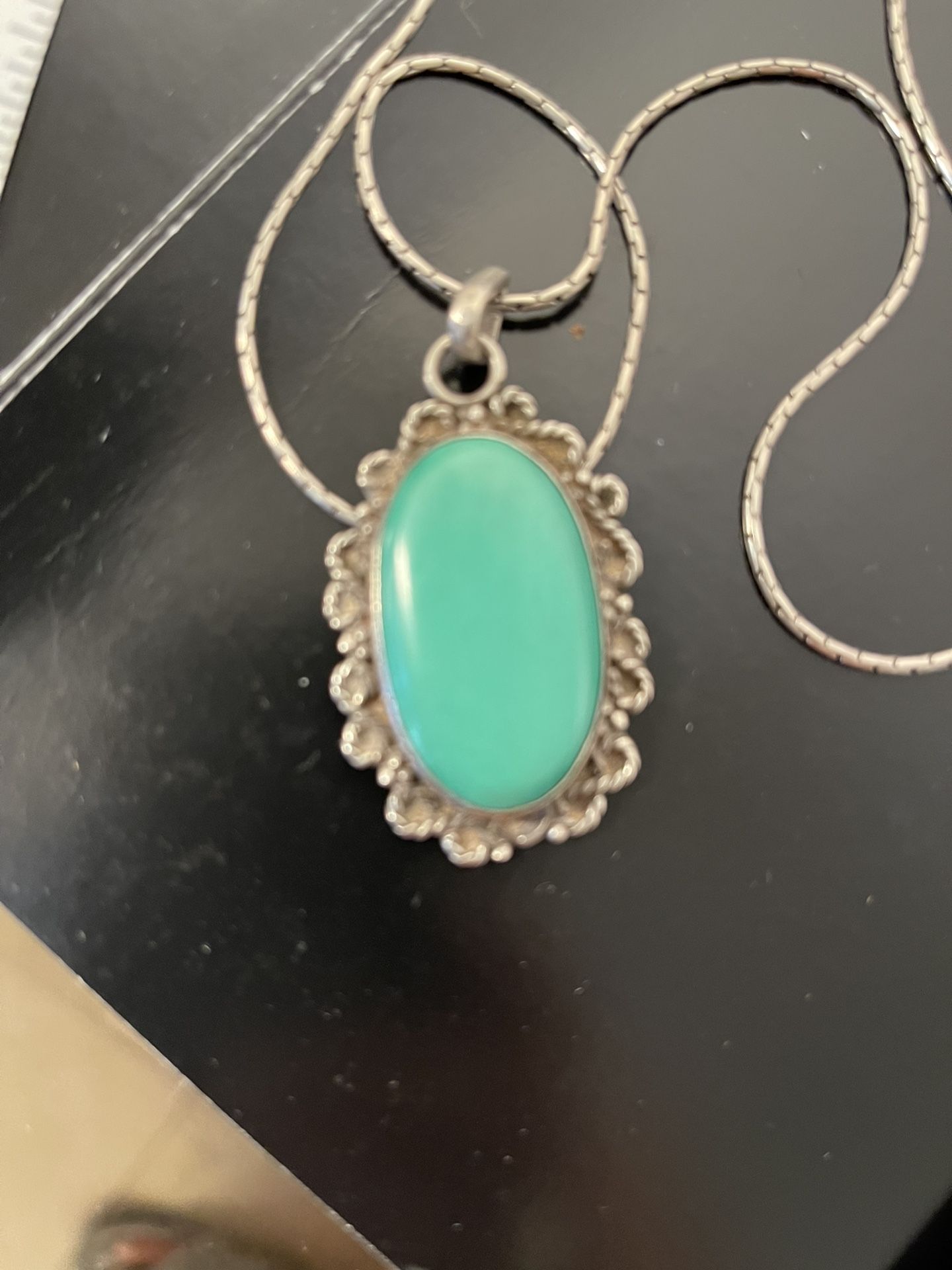 Massive Turquoise Pendant ,Silver 920 With A Precious Stone $99