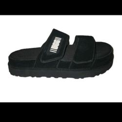 UGG Greer Suede Platform Slide Slippers Sandals Black Slip On Womens Size 10 