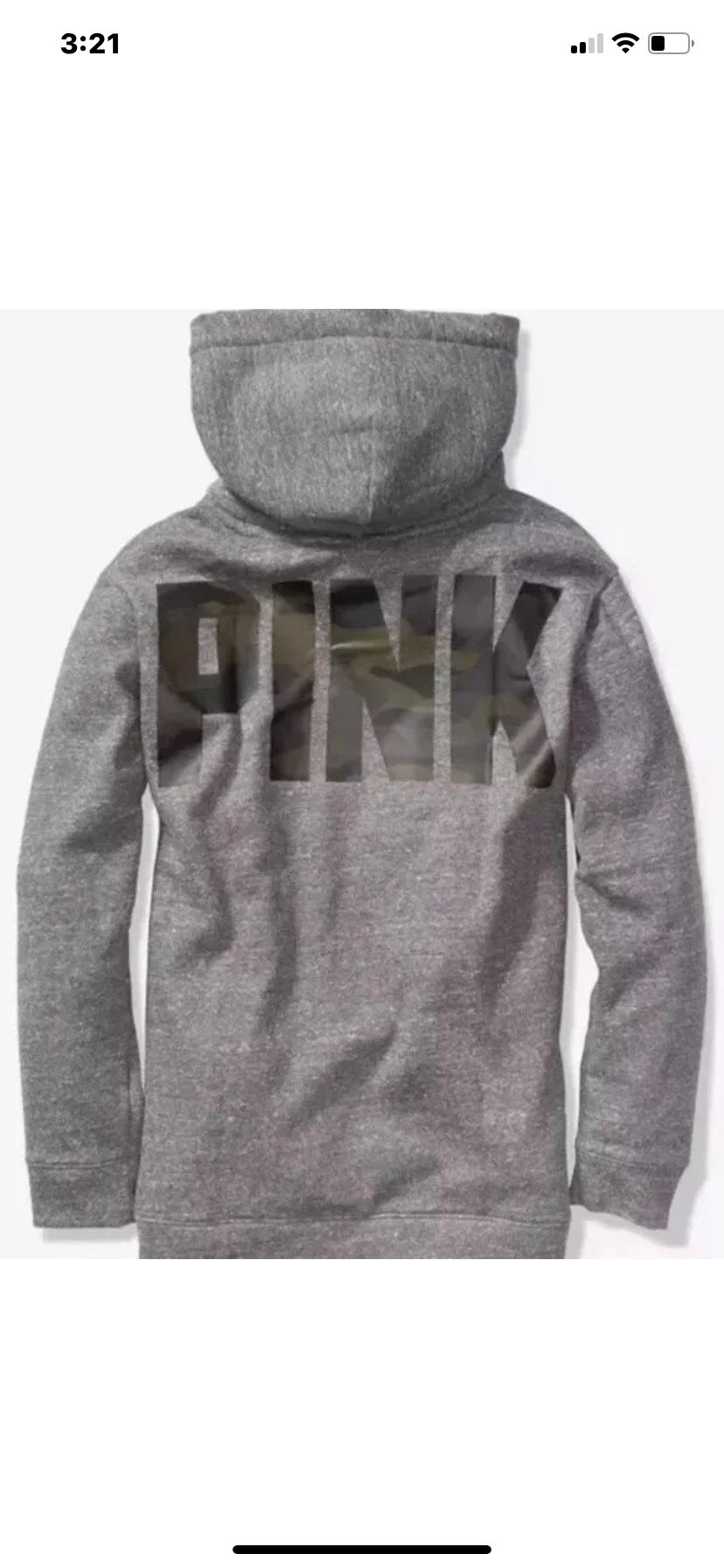 Nwt Victorias Secret Pink Camo Gray Hoodie Sherpa Size XS