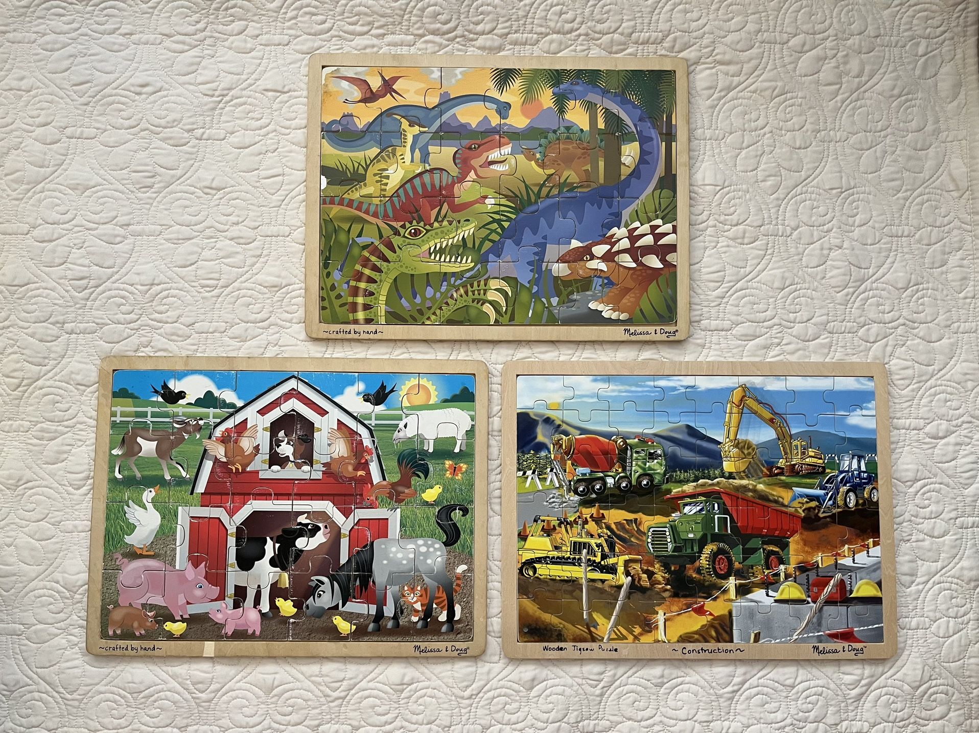 3 Melissa & Doug Wooden Jigsaw Puzzles