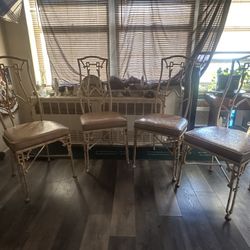 Mid Century Iron Bamboo Style Chairs
