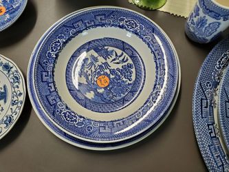 Blue Willow China and Depression Wine Glass