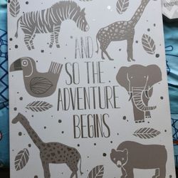Nursery Animals Sign "And So The Adventure Begins"