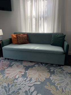 79" Queen 3-Seater Green Velvet Convertible Sleeper Sofa With Storage & Pillows