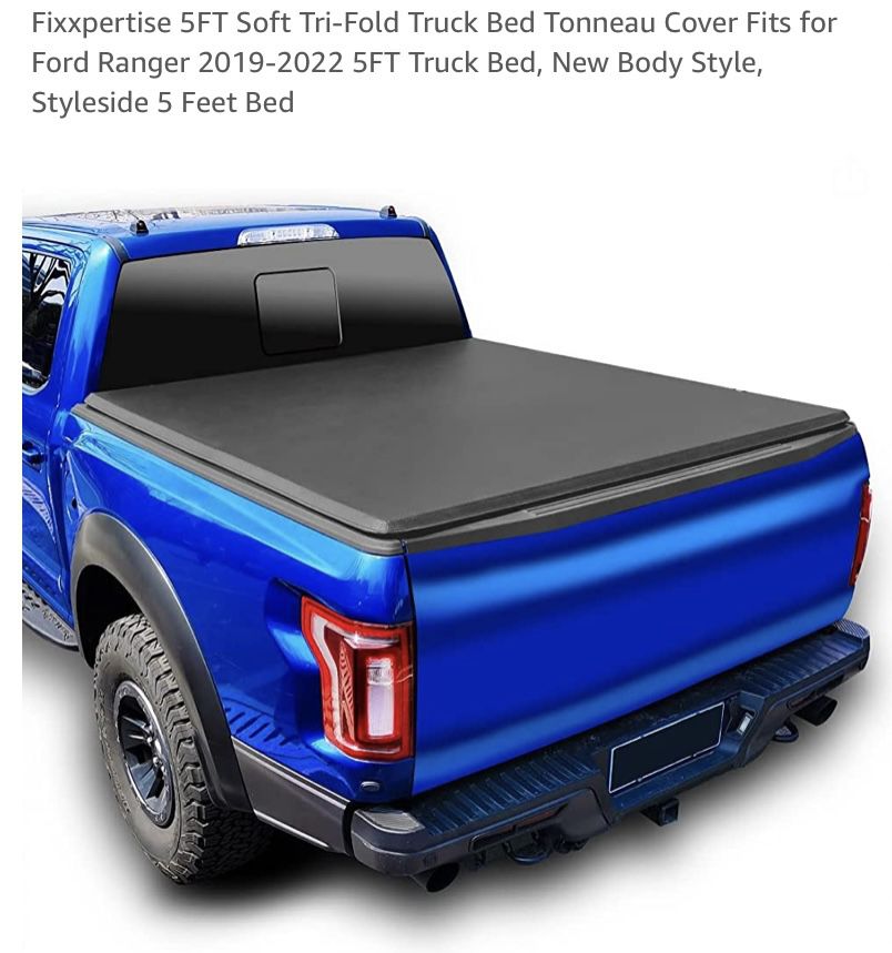 Fixxpertise 5FT Soft Tri-Fold Truck Bed Tonneau Cover Fits for Ford Ranger 2019-2022 5FT Truck Bed, New Body Style, Styleside 5 Feet Bed