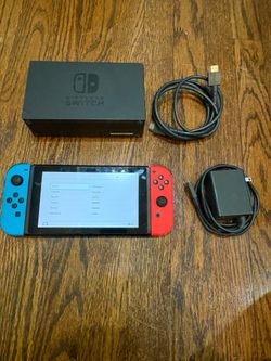 Nintendo Switch With Neon Blue and Neon Red Joy Con Gaming Console - Manufacturer Refurbished no box