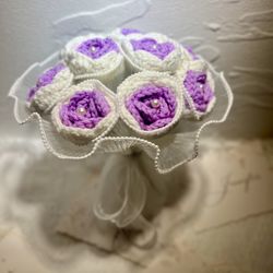 Crochet 9 Pcs Small Purple Roses