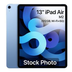 Apple iPad Air 13" (M2) - 512GB Blue - Wi-Fi 6E/5G Cellular, Retina Display, 12MP Cameras & Touch ID 