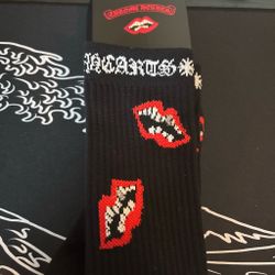 Graphic Knit Crew Socks – Black/Red/White