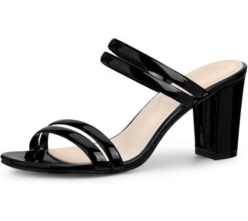 Allegra K Women's Clear Strappy Heel Slide Mule Block Heel Sandal