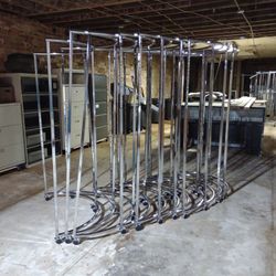 Semi-round Rolling Clothing Garment Rack 