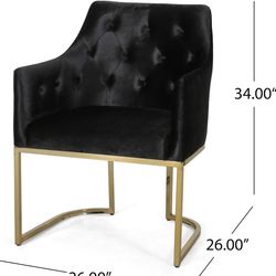 Set of Two Accent Black Velvet Chairs